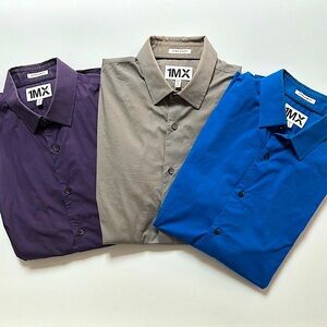 1M X Express 3 extra slim fit button down stretch dress shirts purple gray blue